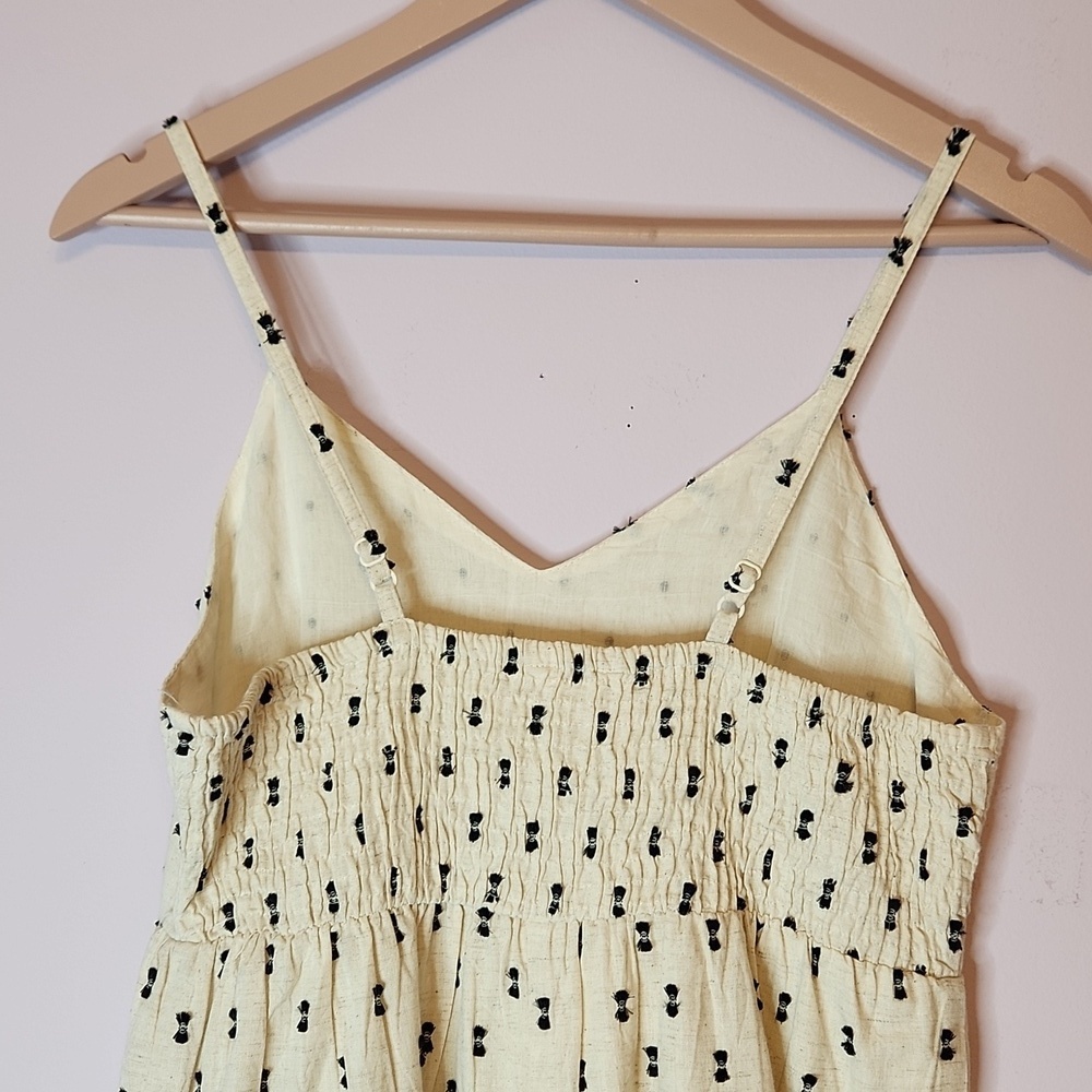 SIM & SAM Linen Blend Mini Dress Black & Natural Color size M - Picture 4 of 14
